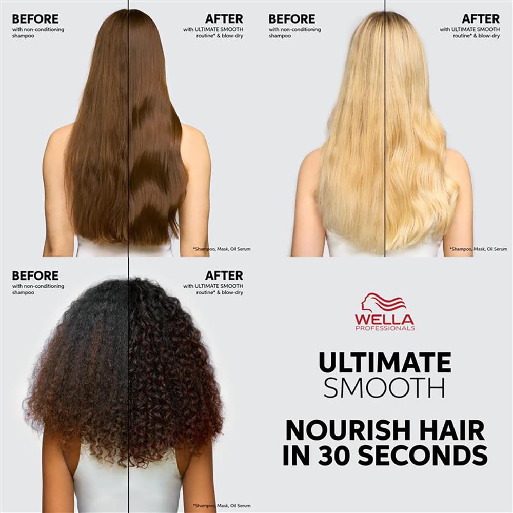 Wella Professionals Ultimate Smooth Conditioner with Squalane and Omega-9 for dry, dull, & frizzy hair | 200ml