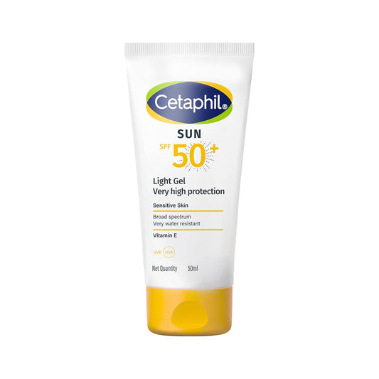 Cetaphil Sun SPF 50 Sunscreen Light Gel 50 ml â€“ Very High Protection SPF 50+ Broad Spectrum UVA/UVB - Lightweight, Non-Sticky Gel - - Water resistant - Fast Absorbing Daily Face Sunscreen for Sensitive Skin - For All Skin Types