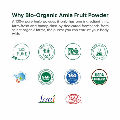 INDUS VALLEY 100% Bio Organic Amla Powder (Indian Gooseberry Powder) Phyllanthus emblica | Natural & Fresh For Healthy Hair - 200 gm
