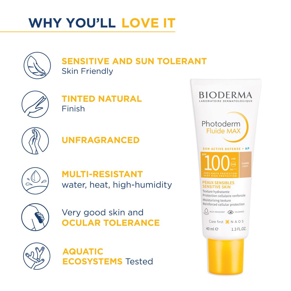 Bioderma Photoderm Fluide Max SPF 100 PA++++ Tinted Sunscreen for Sensitive Skin | In Vivo Tested