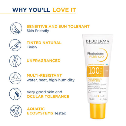 Bioderma Photoderm Fluide Max SPF 100 PA++++ Tinted Sunscreen for Sensitive Skin | In Vivo Tested