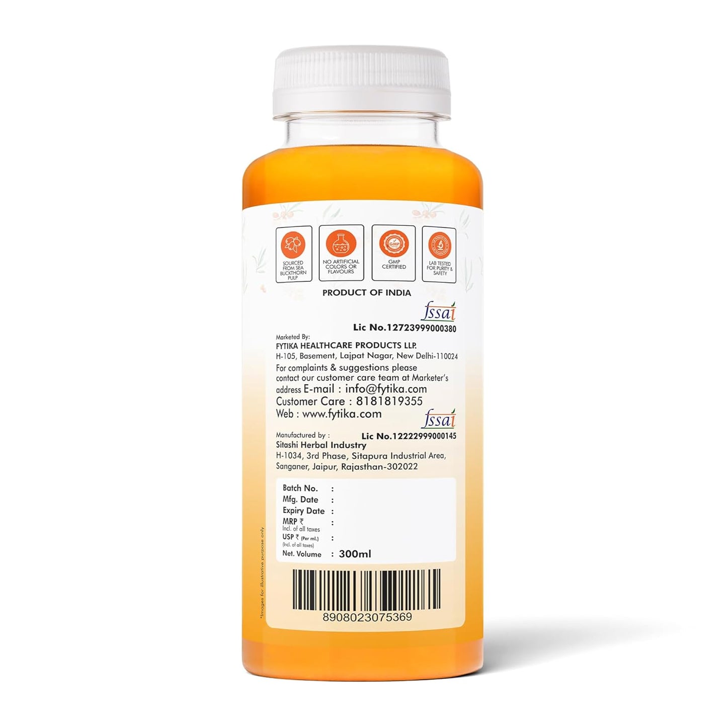 Fytika Himalayan Seabuckthorn Berry Juice â€“ 300ml | Rich in Omega 3, 6, 7, 9 & Vitamin C â€“ Boosts Immunity, Skin Glow & Heart Health | Natural Herbal Juice (Pack of 1)