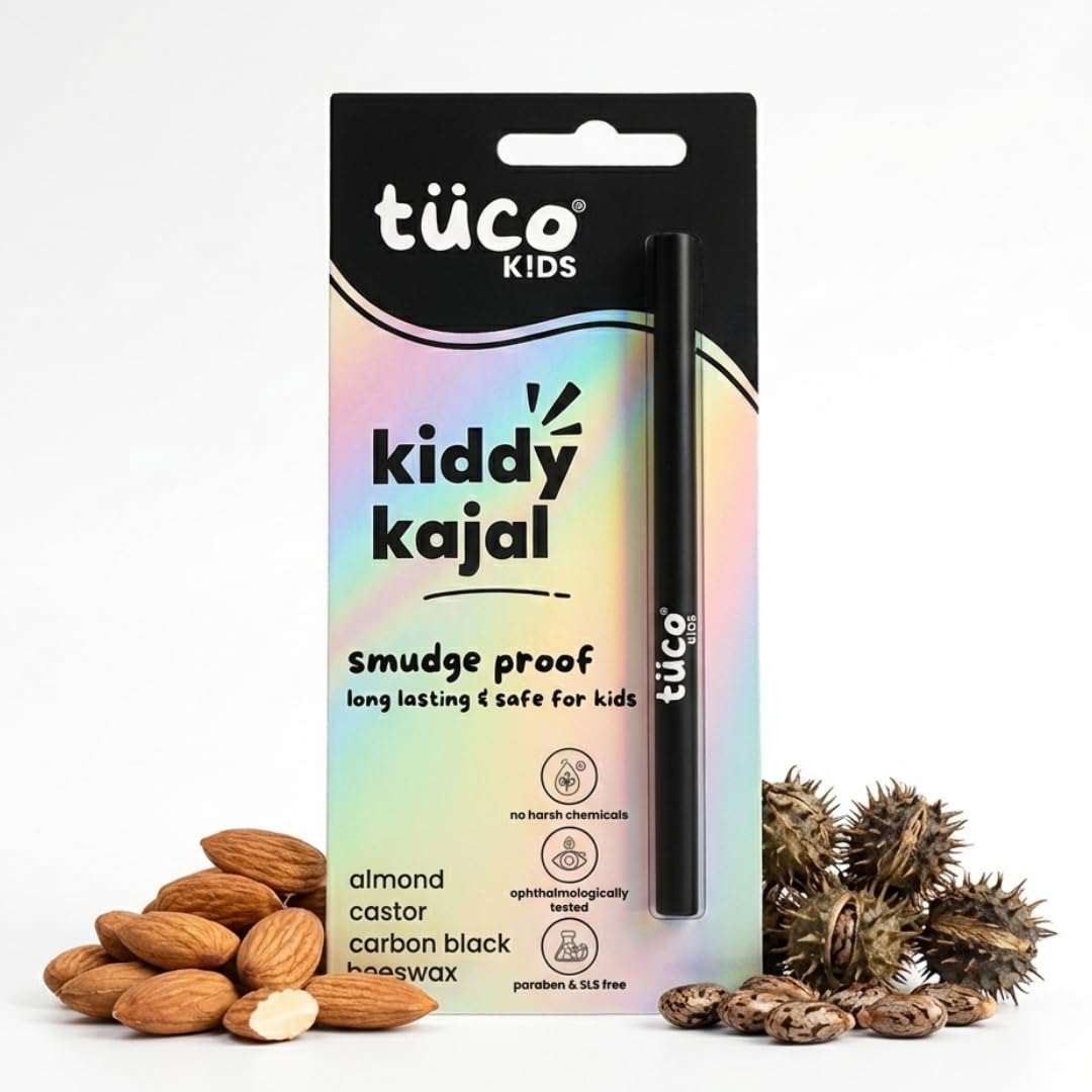 TuCoÂ® Kids Matte Kajal | With Castor Oil & Almond | Safe Kajal For Babies | Smudge-Proof, Water-Proof, Preservative-Free & 100% Lead-Free | Long Lasting, Natural | Black, 15gm