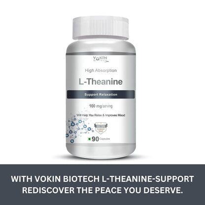 Vokin Biotech L-Theanine-Support Relaxation - 90 Vegetarian Capsules (Pack of 1)