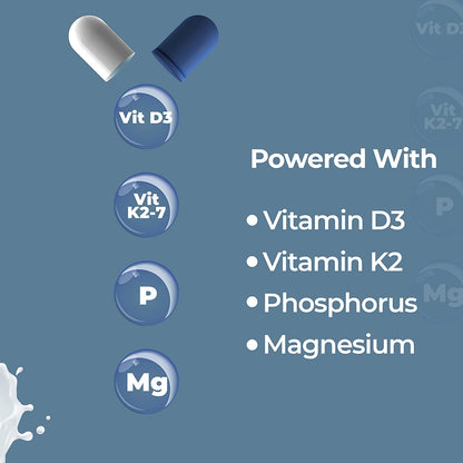 ZEROHARM Holistic Calcium Tablets â€“ High Absorbption Milk-Based Calcium Supplement with Vitamin D3, K2-7, Magnesium, Phosphorous â€“ Supports Bone Strength & Joint Health For Men & Women â€“ 120 Tablets
