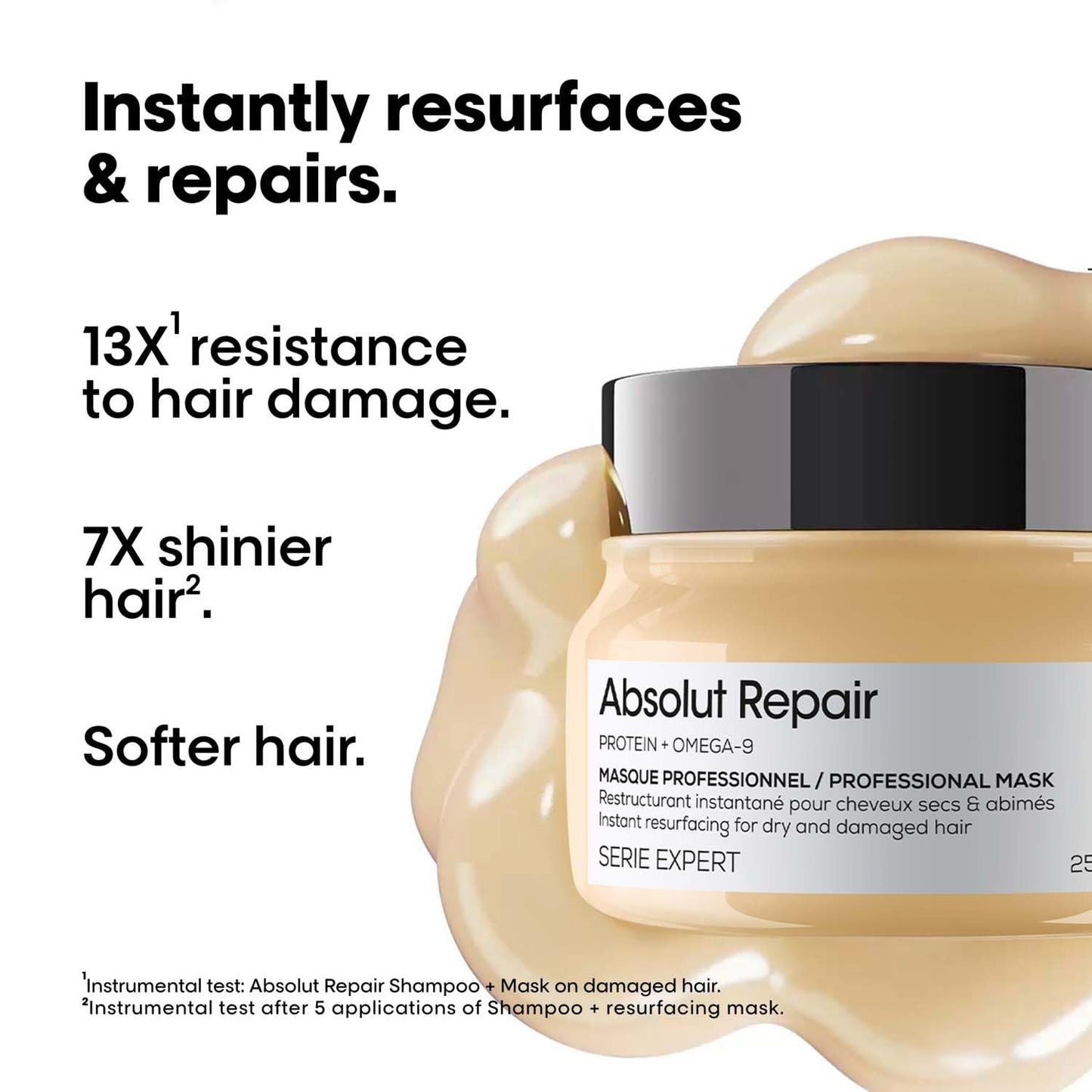 L'OrÃ©al Professionnel Absolut Repair Mask for Dry & Damaged Hair - 250ml | Professional mask for Strengthening and Repairing Hair, With Protein & Omega-9, For Men & Women