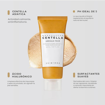 SKIN1004 Madagascar Centella Ampoule Foam Cleanser | Gentle Hydrating Face Wash, 20â€¯ml