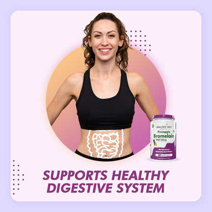 HealthyHey Nutrition Bromelain Digestive Enzyme- High Concentrate -60 Veg. Capsules
