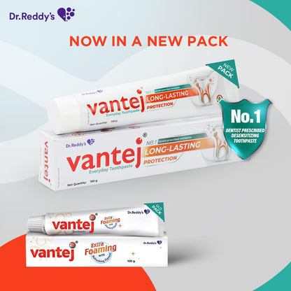 Vantej : Sensitivity Protection Toothpaste| 100 Grams| Gives Long Lasting Sensitivity Protection And Tooth Sensitivity Healing| Dentist Recommended| Desensitizing Toothpaste| Braille Enabled Pack
