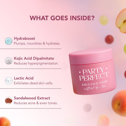 BELLAVITA Party Perfect 2-in-1 Face Mask | Instant Tan Removal | No Bleach Formula | Face Mask for Summer | Instant Brightening | Dark Spot Reduction | For Men & Women | 45 g