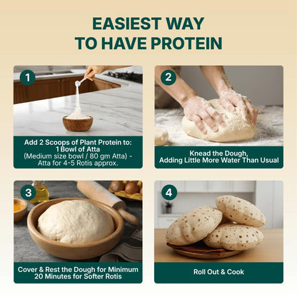 Good Monk Plant Protein for Rotis | Add to Atta - No Taste Change | 20 gm protein in 4 Rotis | From Pea, Brown Rice & Soy | Clean Protein & Gut Friendly Probiotics | All Essential Amino Acids | Stronger Muscles | No Added Sugar/Sweetener | 131 gm