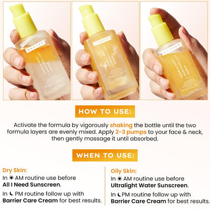 Hyphen 18% Brightening + 20% Collagen Face Serum | Double Shot Serum with 11% Mandarin 5% Niacinamide 2% PGA & Bakuchiol | Summer Skincare | Brightening, Hydrating & Collagen Boost for Dry Skin - 50ml