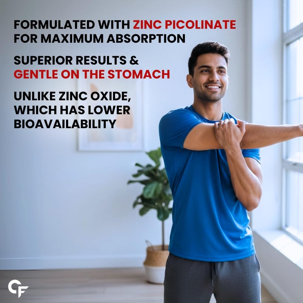 Carbamide Forte Zinc Picolinate with Vitamin C | Zinc Supplements for Men with 100% RDA Zinc | Immunity & Cellular Health Support â€“ 120 Tablets