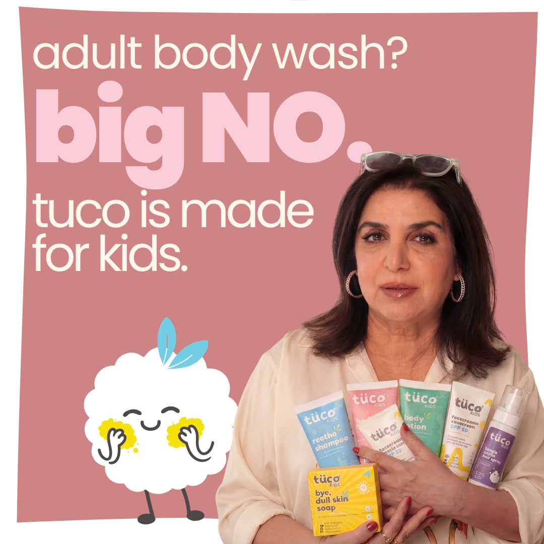 Tuco® Kids Body Wash/Shower Gel | Infused with Sandalwood Oil, Tulsi and Saffron | Gently Cleanse, Soothe, and Nourish | Ages 2-5, 5-10, 10-15 | SLS/SLES and Paraben Free | 50 ml
