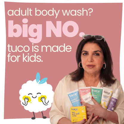 Tuco® Kids Body Wash/Shower Gel | Infused with Sandalwood Oil, Tulsi and Saffron | Gently Cleanse, Soothe, and Nourish | Ages 2-5, 5-10, 10-15 | SLS/SLES and Paraben Free | 50 ml