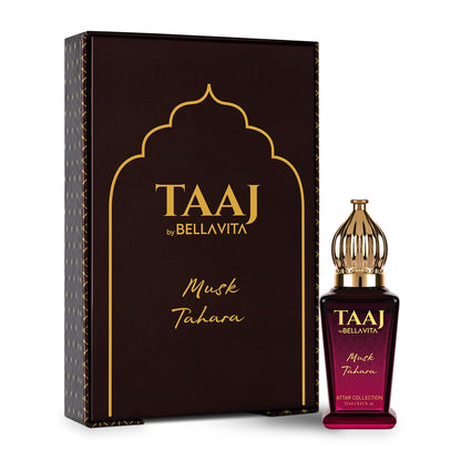 BELLAVITA TAAJ Musk Tahara Unisex Long Lasting Attar for Man and Woman 12ml | Sweet & Floral Long Lasting Fragrance | Non-Alcoholic Roll On