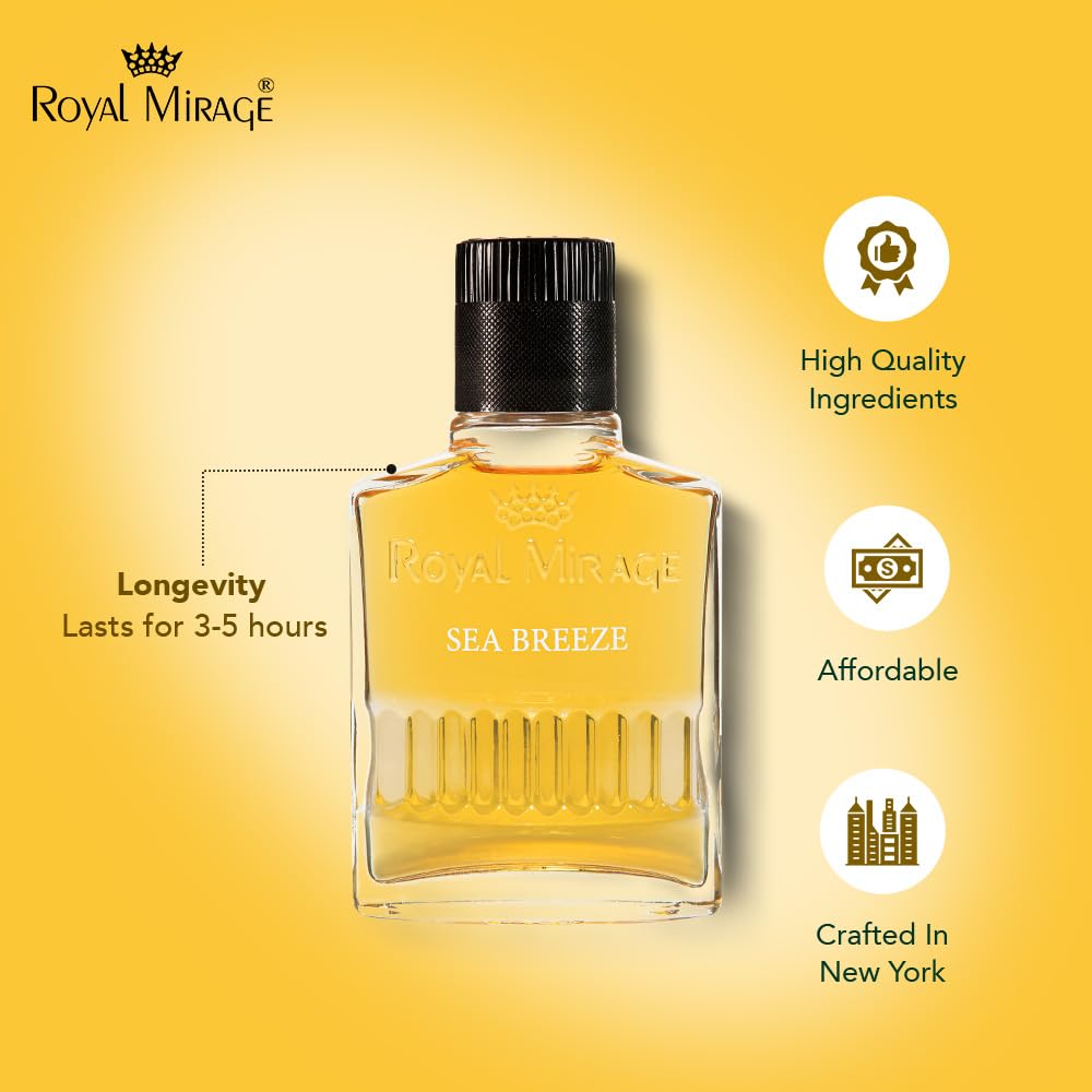 Royal Mirage Sea Breeze Aftershave for Men | Soothing Cinnamon & Fruity Notes | Instant Post-Shave Comfort | Premium Men Aftershave | Long-Lasting Freshness | 100ml