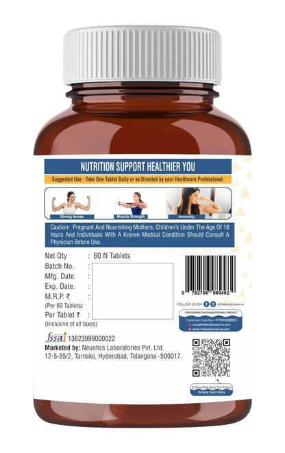 The Body Reserve Calcium Tablets For Women & Men- 60 Tablets, Calcium Magnesium & Zinc Supplements For Man With Calcium Citrate, Vitamin K2, MK7 & Vitamin B12 To Support Joints And Bone Health