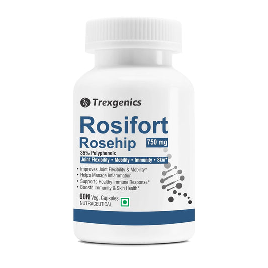 Trexgenics ROSIFORTE Rosehip 35% Polyphenols 750 mg Immunity, Skin, Joint Pain Support VEGAN & NON-GMO (60 Veg. Capsules) (Pack of 1)