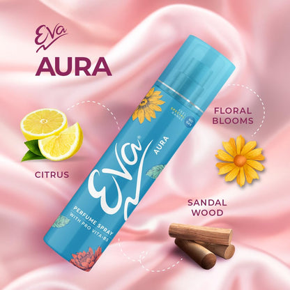Eva Aura & Charm No Gas Perfume Spray | Long Lasting Perfume Body spray | Floral Grace With Shades Of Mandrine Orange, Cashmirwood & Fresh Citrus Fragrance | Deodorants Women | 120 Ml | Pack Of 2