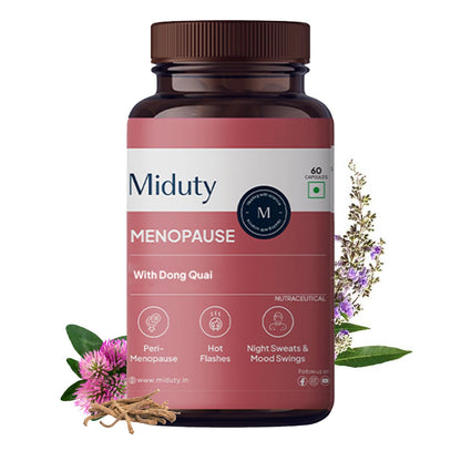 Miduty by Palak Notes Menopause Health Supplement - Hormonal Imbalance - Night Sweating - Mood Swings - Bone health - Helps in PMS symptoms - 60 Capsules