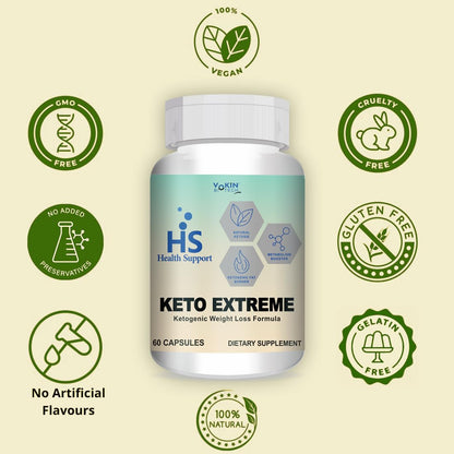 Vokin Biotech Keto Extreme Ketogenic Weight Loss Formula with Garcinia Cambogia Extract Fat Burner | Metabolism Booster (60 Capsules)