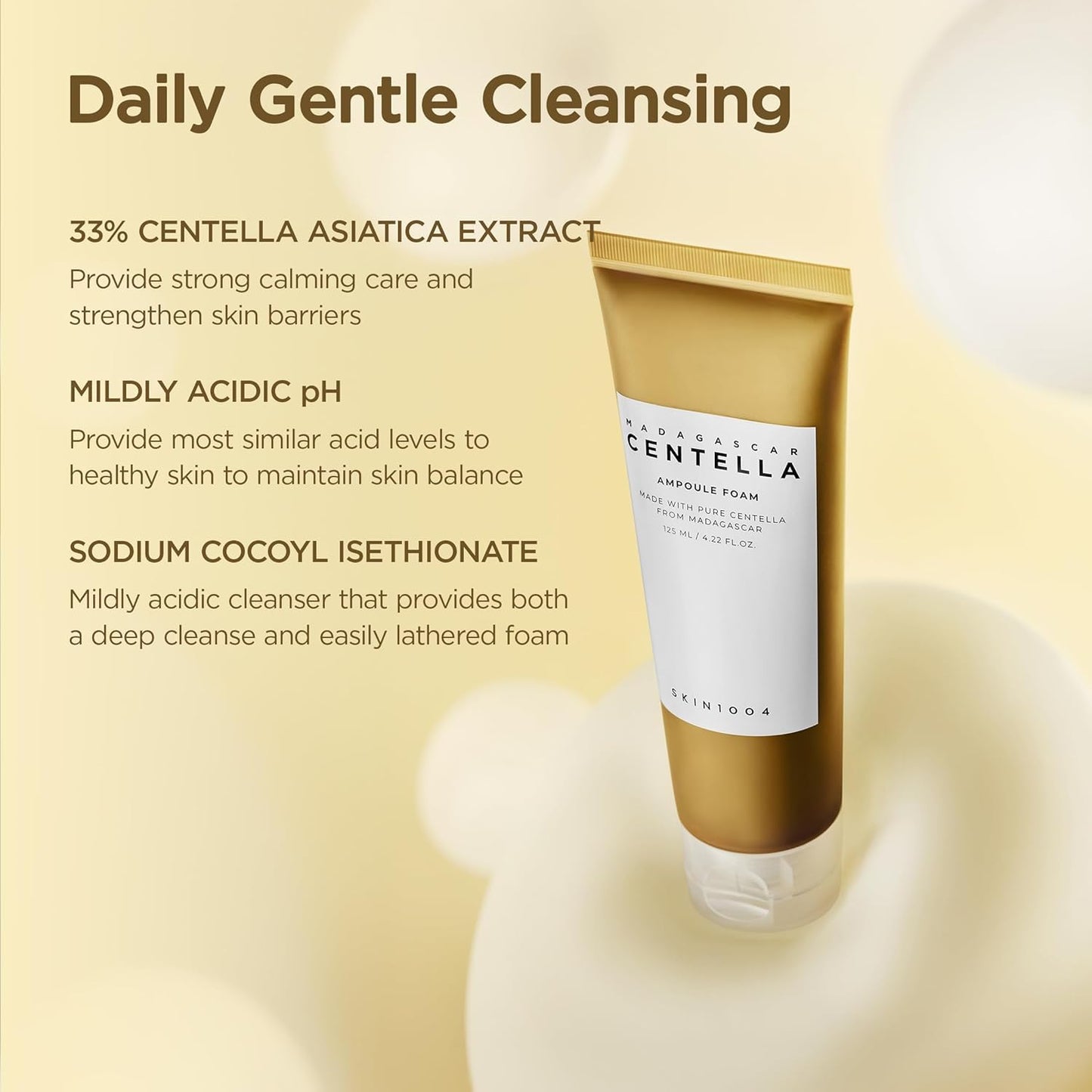 SKIN1004 Madagascar Centella Ampoule Foam Cleanser | Gentle Hydrating Face Wash, 125â€¯ml