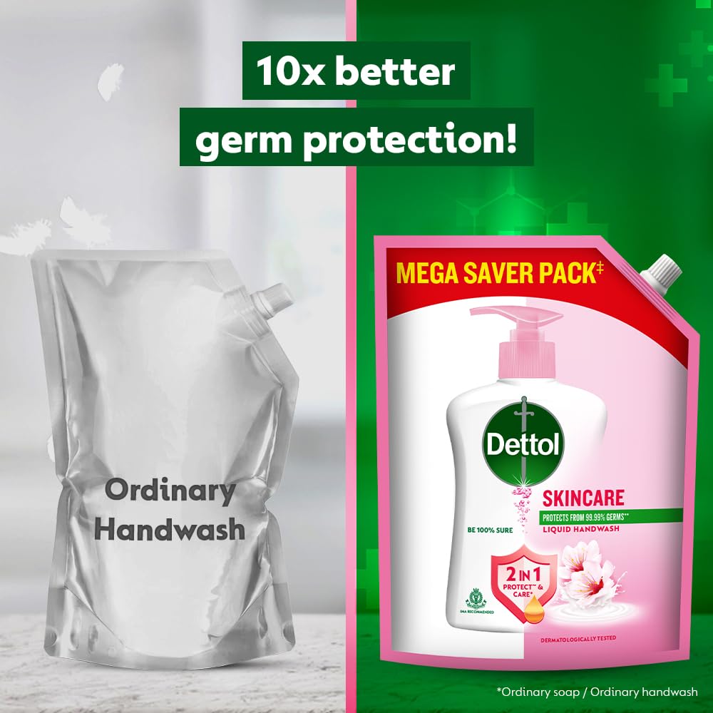 Dettol Liquid Handwash Refill â€“ Skincare Hand Wash- 1350ml | pH Balanced | 10x Better Germ Protection