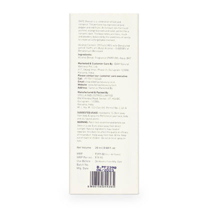 Bella Vita Luxury Date Woman | Long Lasting Perfume | Perfume for Woman | EDP 20ml | Pink Pepper, Jasmine & Vanilla | Floral & Fruity Premium Fragrance