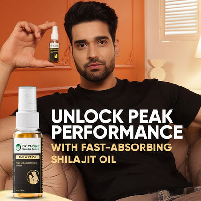 Dr. Vaidyaâ€™s Shilajit Oil for Men â€“ Ayurvedic Massage Oil for Strength, Stamina & Recovery | 100% Natural Shilajit Oil with Ashwagandha & Gokshura â€“ Shilajit for Men, 30ml