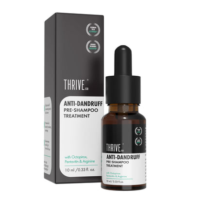 ThriveCo Anti Dandruff Hair Serum Pre-Shampoo Dandruff Treatment for Itchy, Dry & Flaky Scalp | With Octopirox, Pentavitin & Arginine | Reduces Hair Breakage & Strengthens Hair for Men & Women | 10ml