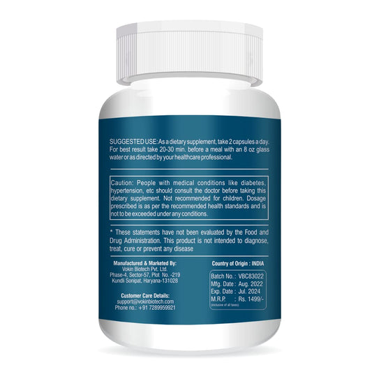 Vokin Biotech Cystalex 60 Capsules With Cranberry 150mg and Arjuna Extract 125mg Improve the Overall Health of the Urinary System
