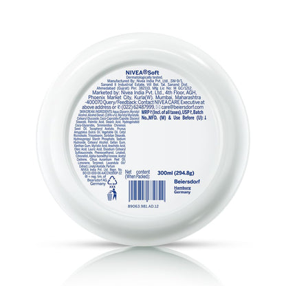 NIVEA Soft Light Moisturizer, 300 ml | Instant Hydration with Vitamin E & Jojoba Oil | Non-Greasy Cream for Face, Body and Hands | For Smooth, Healthy Skin