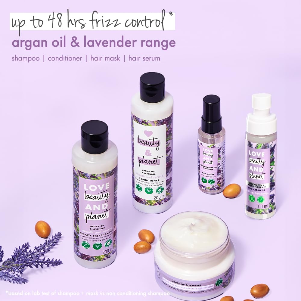 Love Beauty & Planet Argan Oil & Lavender Magic Mask for Smooth Frizz Free Hair|No Sulfates,No Paraben|100ml