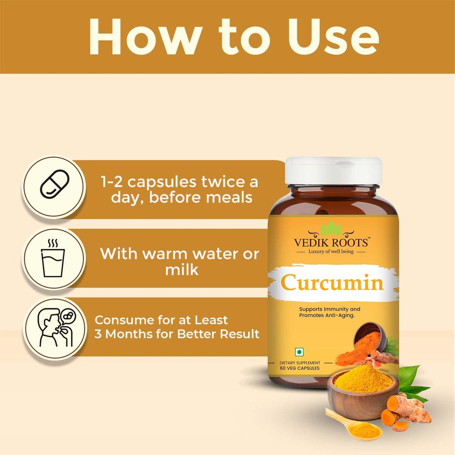 Curcumin Capsules for Joint Support Supplement with Piperine & 95% Curcuminoids | Anti-Inflammatory | Turmeric, Ginger & Black Pepper | 60 Veg Capsules (60)