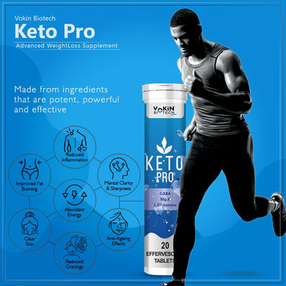 Vokin Biotech Keto Pro for Weight Loss with Effervescent Water Soluble (20 Tablets)