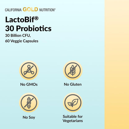 California Gold Nutrition LactoBifÂ® 30 Probiotics, 30 Billion CFU, 60 Veggie Capsules