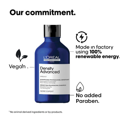 L'OrÃ©al Professionnel Density Advanced Shampoo for fine and thinning hair - 300ml | Professional shampoo that visibly increases hair volume | With Omega-6 complex | Density Shampoo For Men & Women