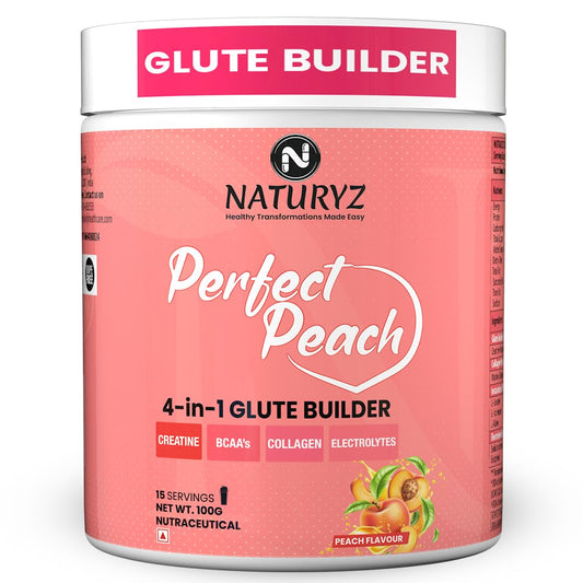 NATURYZ Perfect Peach 4-in-1 GLUTE BUILDER | Micronized Creatine Monohydrate for Women | Booty Gain Collagen | Vegan BCAA 2:1:1 | Electrolytes | Increase Lean Muscle Mass Gain â€“ 100g (Peach Flavour)