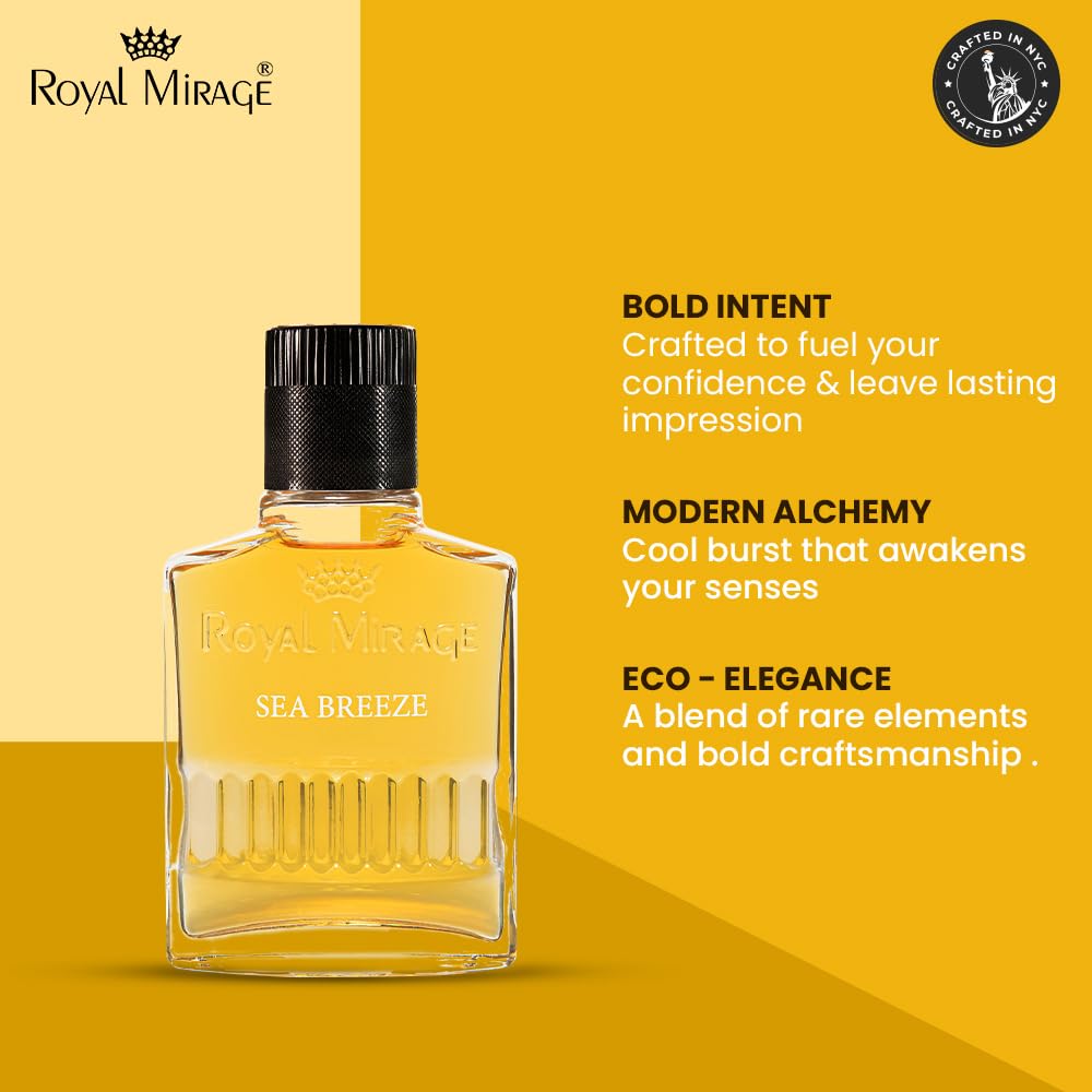 Royal Mirage Sea Breeze Aftershave for Men | Soothing Cinnamon & Fruity Notes | Instant Post-Shave Comfort | Premium Men Aftershave | Long-Lasting Freshness | 100ml