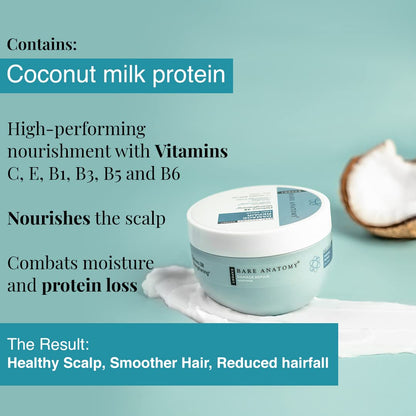 Bare Anatomy Damage Repair Hair Mask | 3x Strengthening Powered By Ceramide A2 & Coconut Milk Protein | Smoothening Hair | Hair Mask For Dry & Frizzy Hair | Sulphate & Paraben Free | Women & Men,250g