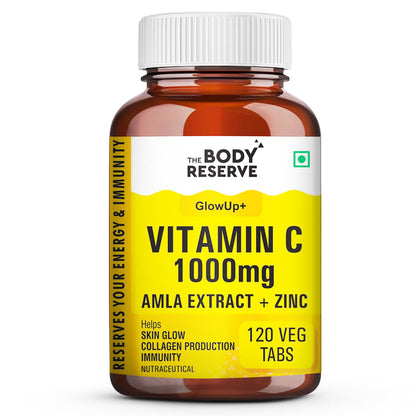 THE BODY RESERVE Vitamin C Tablets with Amla Extract, Zinc & Ginger | 120 Tablets | Daily Dietary Supplement