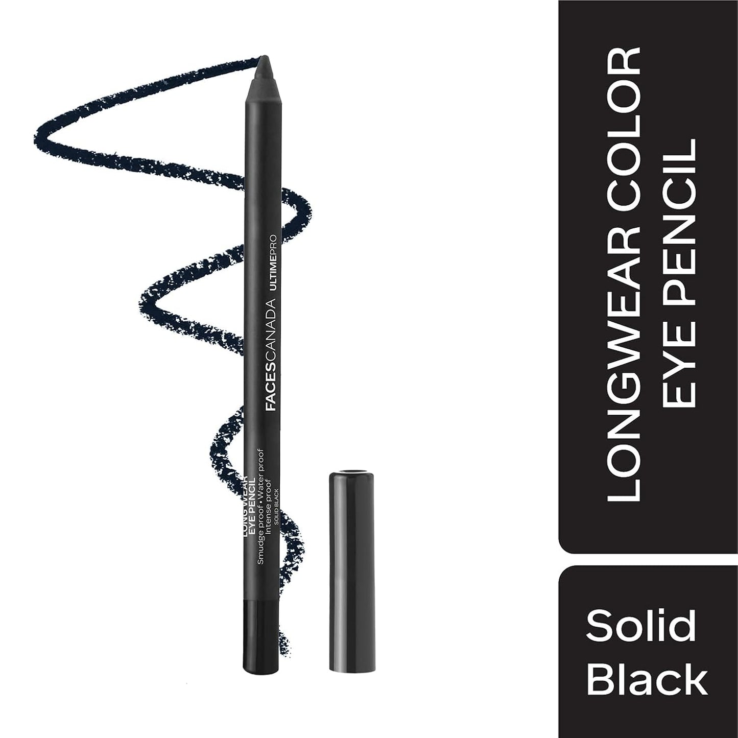FACESCANADA Ultime Pro Longwear Opaque Eye Pencil - Solid Black 02, 1.2 G|8 Hr Long Stay|Smooth One Stroke Application|Intense Color Pay Off|Soft Blendable Formula|Smudge Proof|Water Proof