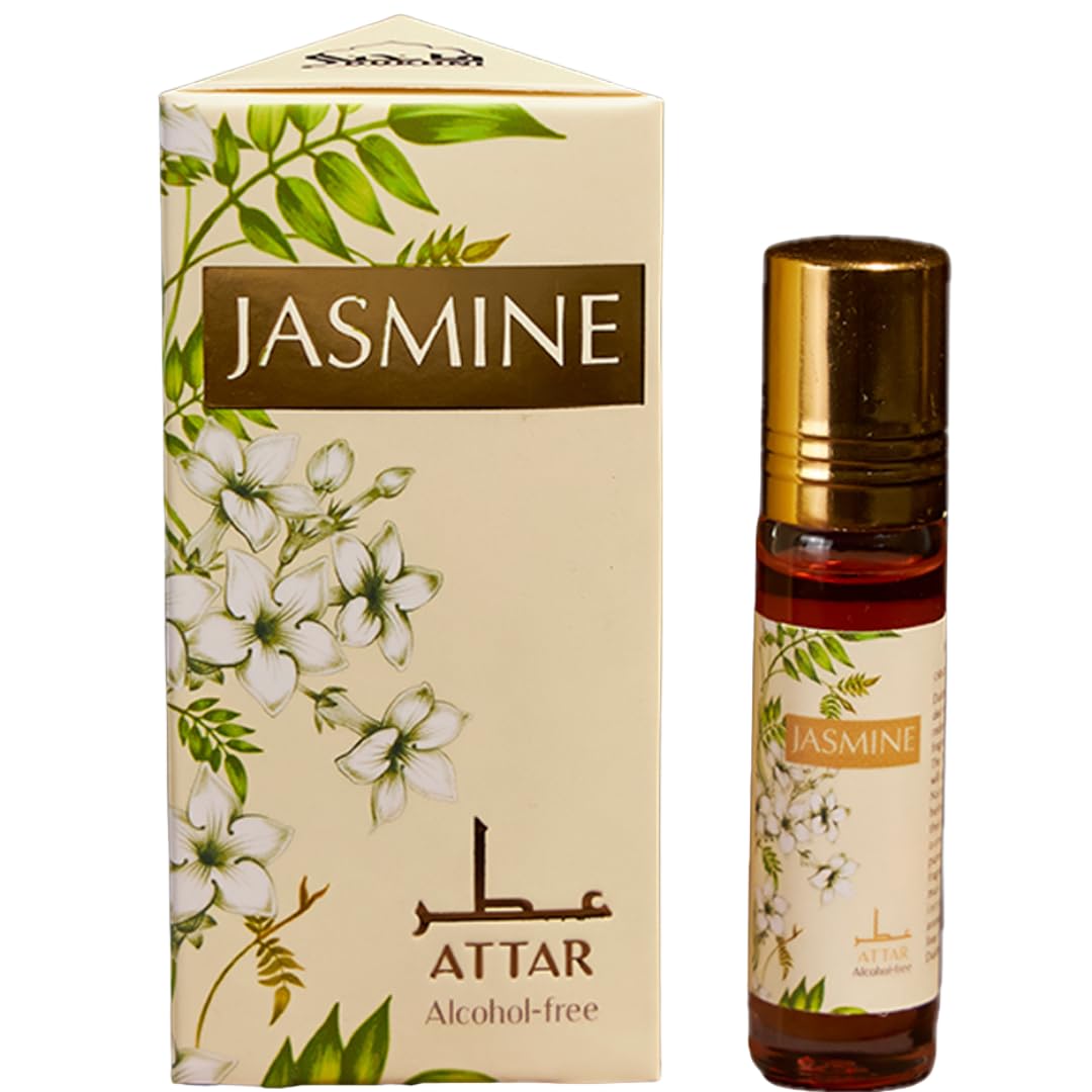 Jasmine Attar Oil by Dukhni | Arabic perfume oils for men and women | 100% pure ittar roll on, oud oil, woody oudh perfume | Eid, Ramadan, Umrah Gifts & Vegan Islamic Fragrances