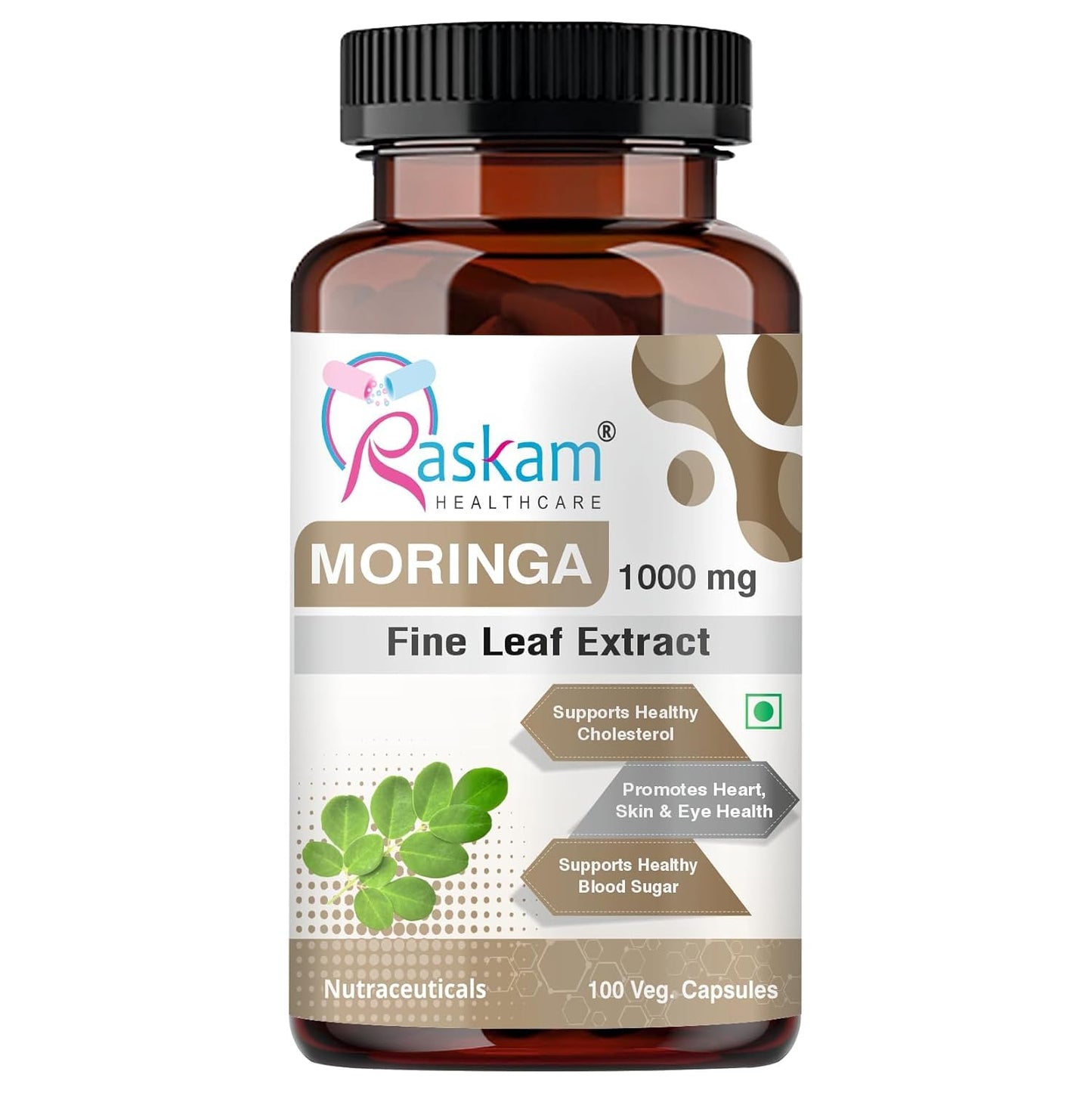 Organic Moringa Capsules (100 Capsules) 1000mg Moringa Leaves Extract | Supports Healthy Digestion & Appetite| Antioxidant-Rich | Vegan Supplement