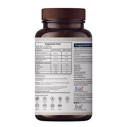 Miduty Palak Notes Magnesium Relax Supplement Tablets - Best Magnesium Bis glycinate For Men and Women- Magnesium Oxide Vitamin B6 B5 - Leg cramps - Muscle Cramp-Migraine -Good Sleep-60 Capsules
