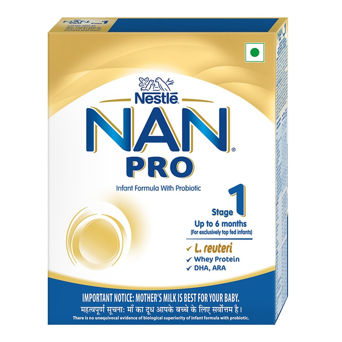 NestlÃ© NAN PRO 1 Infant Formula with Probiotic (Up to 6 months), Stage 1-400g Pouch in Box