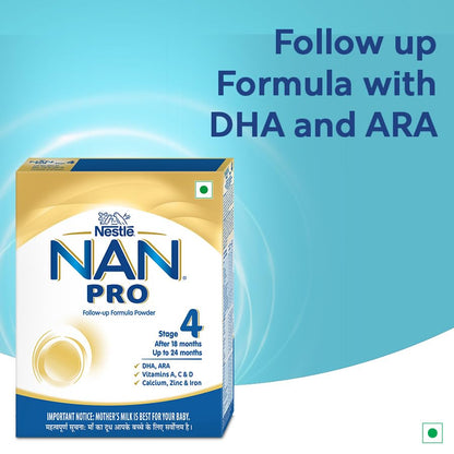 NestlÃ© NAN PRO 4 Follow-Up Formula Powder After 18 months, Up to 24 months, Stage 4, 400g Pouch in Box
