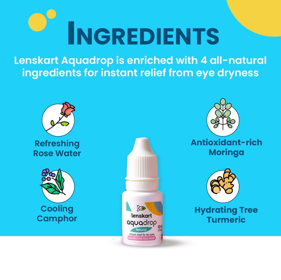 Aquadrop Natural Eye Drops | Relief from Dry & Irritated Eyes | For Screen Strain & Pollution | 10ml