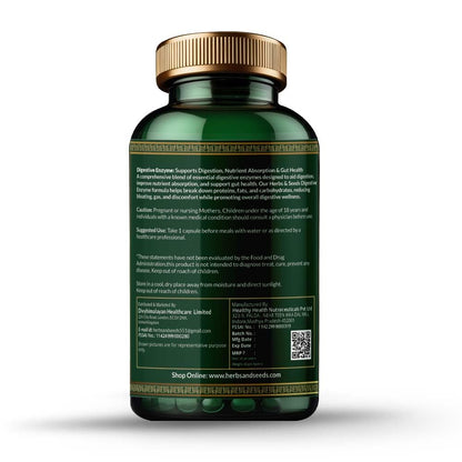 Simply Herbal Digestive Enzyme Capsules - For Better Digestive Function, Healthy Gut, & Health Management - 60 Capsules - For Men & Women